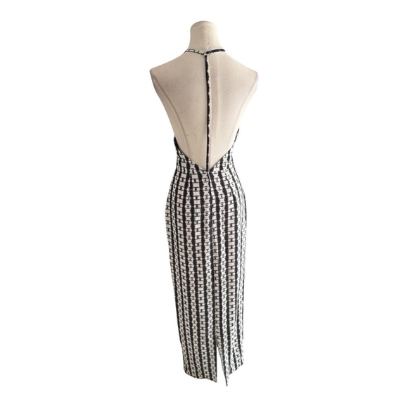 BEC & BRIDGE Gray White Patterned Maxi Dress Cocktail Wedding Party Sleeveless 2 - Picture 2 of 7